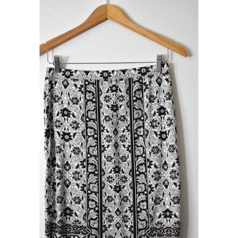 Max Studio Pencil Skirt Women S Black White Excellent Floral Medallion Print - Picture 2 of 6